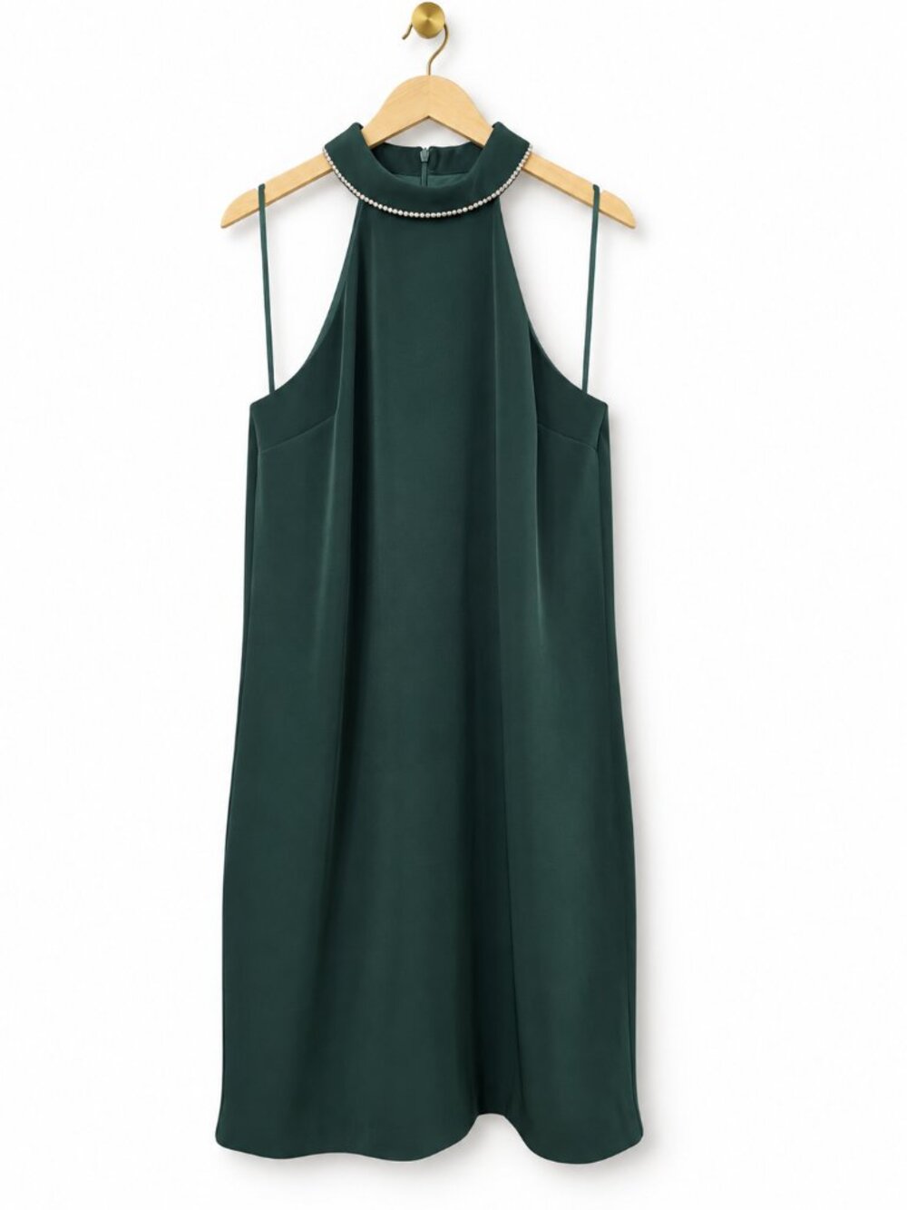 Trina Turk Emerald Green Rhinestone Halter Cocktail Dress Size 10